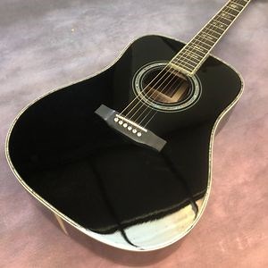 [Hot Item] Custom 41 Inch Dreadnought D Body 45 Bk Painted Real Abalone Onlaid with Ebony Fingerboard Acoustic Guitar