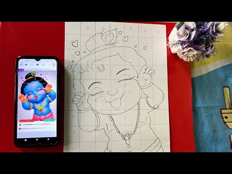 How to Draw Little Krishna | Outline Tutorial for Beginners |..Krishna Drawing ✍️ 