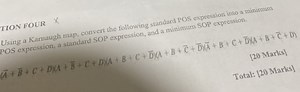 Using a Karnaugh map, convert the following standard POS expres... | Filo