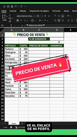 Calcular el Precio de Venta en Excel Fácil