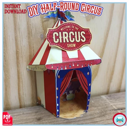 Printable 3D Half Circus Tent Wall - Shelf Display – Dancing Elephant Big Top – Kids Room Decor & Papercraft – A4 and US Letter PDF - Etsy