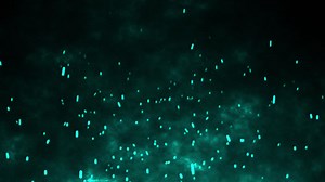 3D animation motion flames fiery hot ember sparks firework glow flying burning particles on black background visual effect 4K teal aqua | Premium Stock Video Footage