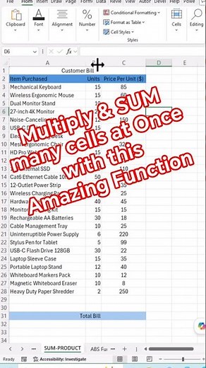 SUMPRODUCT Function in Excel