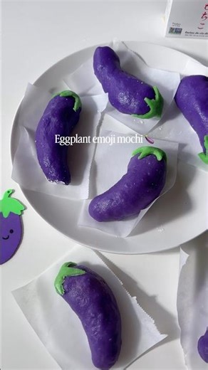 Eggplant Emoji Mochi🍆🤣✨ #mochi #eggplantmochi #foodart #cozyrecipe