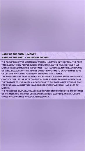 12th HSC Board Commerce - English Appreciation Of The Poem 2.6 Money