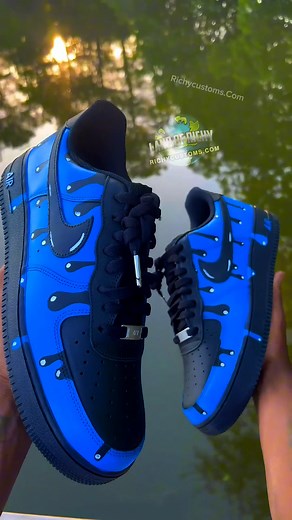 Blue Dripping Drippy Shoes💙💧 #blue #nipseyhussle #drippy #dripseason #sneakerhead #airforce #customshoes #richycustoms | Richy Customs