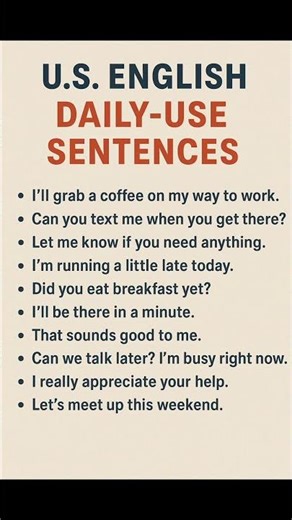 10 Daily-Use U.S. English Sentences | Speak Natural American English #englishforbeginners
