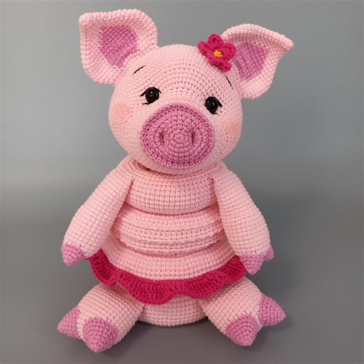 Piggie Stacking Toy Crochet Pattern, Amigurumi Pig, Nursery Decoration, Ring Tower Tutorial - Etsy UK