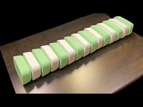 ASMR Baking Soda Crushing green and white blocks 🌿