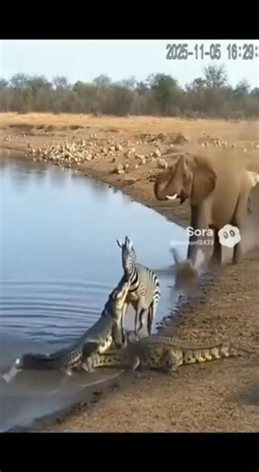 Elephant Saves Zebra from Crocodile Attack! 🐘🦓😱 Incredible Wildlife Rescue