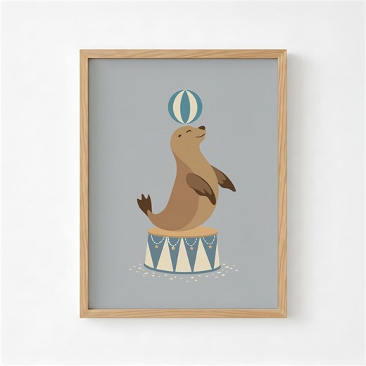 Circus Sea Lion Print: Whimsical Animal Decor for Kids Bedroom and Playroom (digital Download) - Etsy