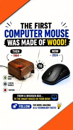 The First Computer Mouse Was Made of Wood! 🖱️🌳 | #techfacts #facts #Shorts