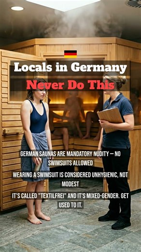 🧖‍♂️ Wear a swimsuit in a German sauna and you'll be asked to LEAVE. German saunas are "textilfrei"