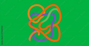 On loading, three loops intertwining over patchy backdrop shifting to show cyclic transformation