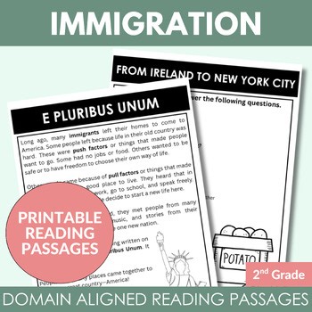 CKLA 2nd Edition | Immigration | Reading Passages and Comprehension Questions