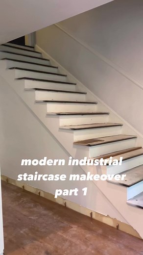36K views · 232 reactions | modern industrial staircase makeover part 1 #construction #diy #facebookreels #viralreels #trending #tutorial #contractor | Scarlet Oak Homes | Facebook