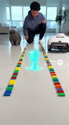 Robot vs Human vs Cat: Who Cleans Fastest? #scifi #ai