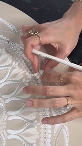 Enjoying the zen of this angelic color palette ✨ getting close to the end of this 26” custom piece. This one will be filled with lots of mirrors and sparkly rhinestones! Thoughtful Dots paint brushes, mirrors & rhinestones available in the Thoughtful Dots Etsy shop ♥️ | Thoughtful Dots