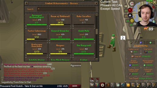 Lowest combat to GM, Phosani CAs after some practice on main! !Vardspeed !corp !gull !fractal !8man