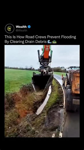 Wealth on Instagram: "Most flooding disasters don’t start with rain, they start with what was never cleared ⚠️🧠 Road crews routinely remove debris from drain zones because these channels are the first line of defense during heavy storms. Leaves, mud, trash, and sediment quietly accumulate over time, blocking the paths where water is supposed to flow away from roads and neighborhoods. When those drain zones clog, rainwater has nowhere to go. It backs up onto streets, undermines road foundations,