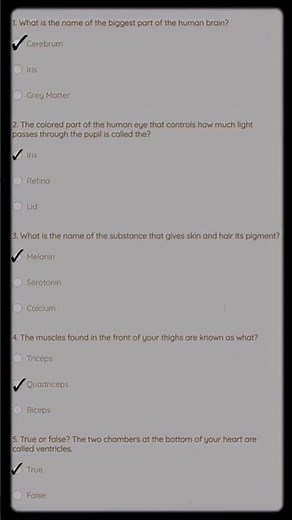 ANATOMY AND PHYSIOLOGY QUIZ