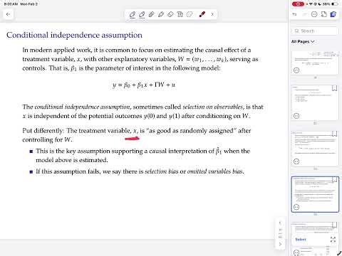 Econometrics topic 4 video 8: Conditional independence assumption