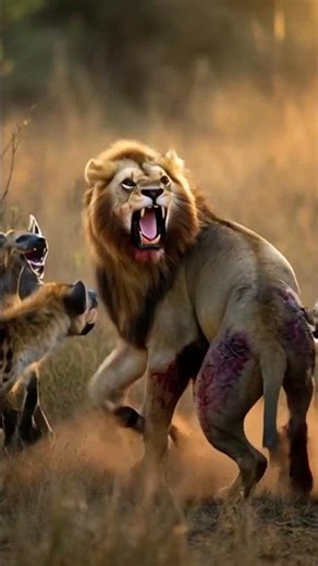 Lion vs Hyena — Who Wins the Real Savannah War? 🦁 #wildlifebattle#shorts
