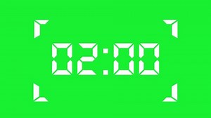 2 minutes display Animation timer counting down minutes and seconds with Green Background