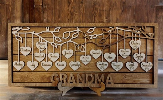 Personalized Hanging Hearts Family Tree Custom Design - Etsy