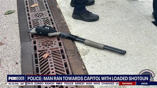 Man arrested after running toward US Capitol building with loaded shoitgun, police say