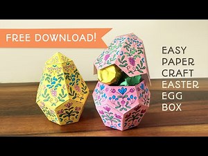 FREE INSTANT DOWNLOAD- Fun Easy Easter Egg Colouring and DIY Paper Box Template: Printable Pdf Files