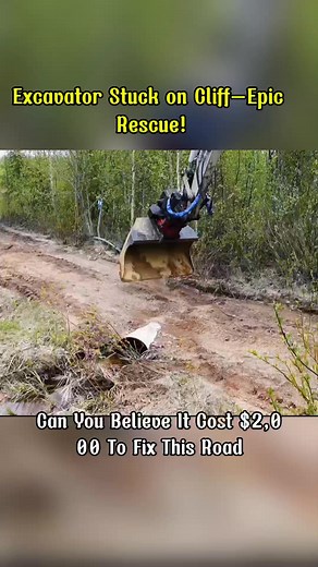 Excavator Stuck on Cliff-Epic Rescue! #machine #machinery #excavator #bulldozer #Amazing | casyelsaon