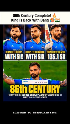 86th Century Complete! 🔥 king is back with Bang 🥵 #indvswi #viratkohli #shorts