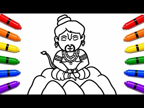 Cute Hanuman Ji Drawing and Coloring for Kids | Bal Hanuman Drawing Easy Step by Step ARUP ART WORLD