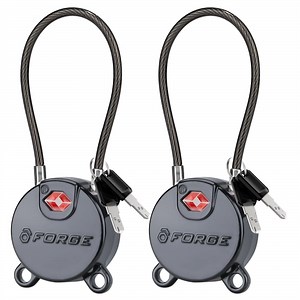 Forge TSA Approved Key Luggage Locks, TSA006 Ultra-Secure Key. Black, 2-Pack.