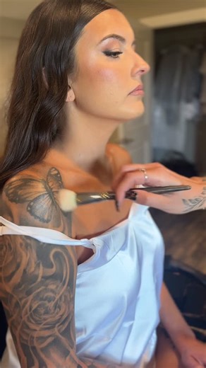 Mallory Fitzgerald | Quad Cities + Destination Makeup Artist | My favorite part! Glow on the décolletage ✨✨✨ Using @colourpopcosmetics SOL Glow Oil Cool girl bride Emily. Makeup by me 🖤... | Instagram