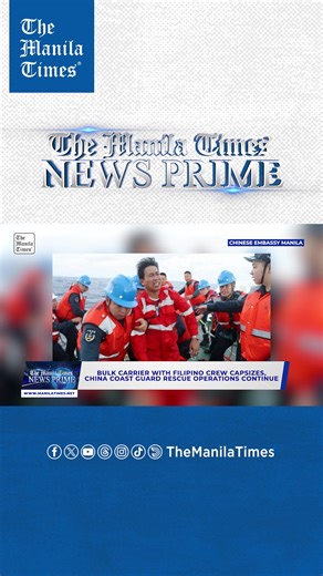Filipino crew involved as bulk carrier capsizes, rescue operations ongoing Search and rescue operations are continuing after a foreign bulk carrier carrying Filipino crew members capsized last night in waters northwest of Bajo de Masinloc. Chinese authorities say the China Coast Guard recovered seventeen Filipino crew members. Fourteen of the Filipino crew members were reported to be in stable condition. Two were confirmed dead, and one was receiving medical treatment. The sea vessel was carryin