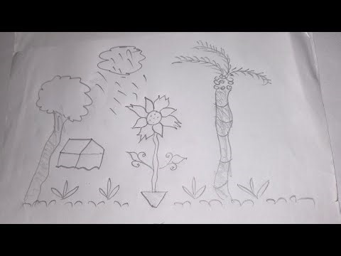 Simple Garden Scene Pencil Sketch#art #drawingstyle