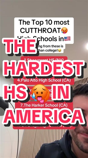 The Competition is FIERCE!!! Some high schools are so difficult that the students find Ivy League colleges to be a breeze. Remember that when you apply to top colleges, they will compare you to your classmates and so if you go to a high school where the competition is more relaxed, you can get into the exact same college while doing half the work🤷‍♂️ these high schools also have better resources in a lot of ways though, so there are some benefits. ##ivyleague##college##admissions