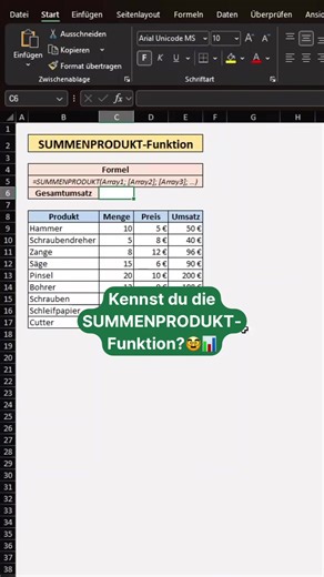 Excel SUMMENPRODUKT-Funktion einfach erklärt