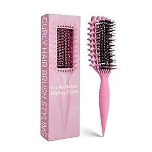 Curly Hair Brush Candybrush Curl Defining Brush for Detangling Shaping and Defining Curls for Women, Men, Wet & Dry Hair (Pink)