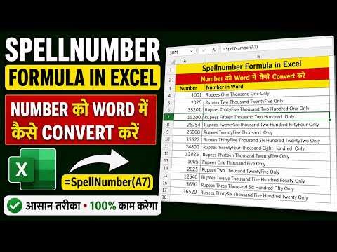 Excel SpellNumber Formula 🔥 | Number ko Word me Convert kaise kare (Hindi) | Rupees in Words