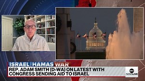 Rep. Adam Smith (D-WA) joins Phil Lipof to discuss why he thinks "we're still far away for a variety of different reasons" from Congress approving an aid package for Israel: "We can't before a speaker is elected." https://trib.al/FcuEFyG | ABC News Live