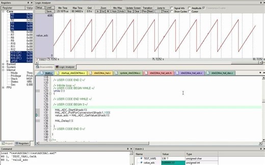 keil stm32 ADC采样 逻辑分析仪
