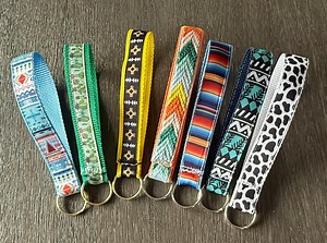 Handmade Fabric Keychain Wristlet | Boho & Western-inspired Key Fob | 1” Webbing With Sewn Ribbon | Sustainable and Made to Order - Etsy