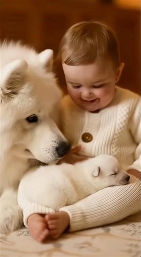 When a Samoyed Mama Surprises a Baby With Her New Puppy 🐶👶❄️🤍