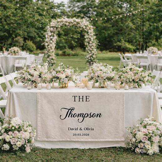 Personalized Wedding Table Runner, Custom Linen Wedding Banner, Sweetheart Table Decor, Family Name Wedding Sign, Bridal Shower Gift - Etsy