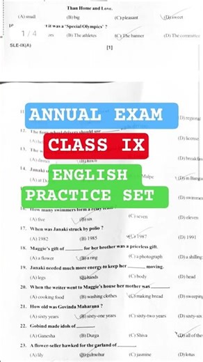 CLASS IX ENGLISH PRACTICE SET FOR ANNUAL EXAM #class9english #annualexam2026 #englishquestion