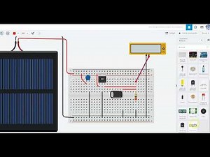 cargador para celular con panel solar en protoboard, simulado en tinkercad
