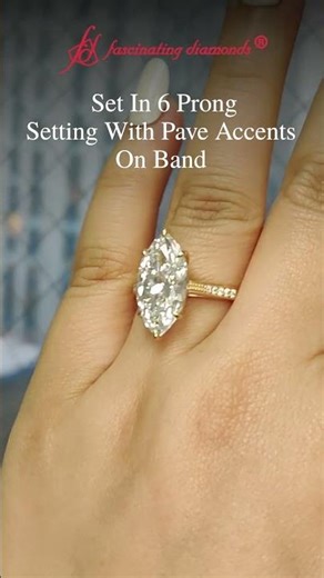 5 Ct Marquise Diamond Solitaire Ring With Pave Accents #engagementring #marquisecut